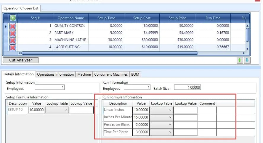 Laser Cutting Estimating